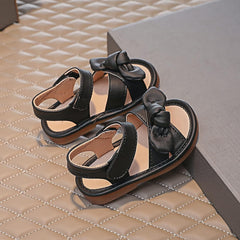White Sandals for Girls Sandals Prewalker Shoes Beach Toddler Children Girls Baby Bowknot Summer Girl's Shoes (Black, 12 Little Kid)