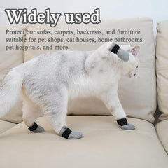 4 PCS Cat Mittens to Prevent Scratching, Adjustable Cat Booties to Prevent Scratching, Breathable Mesh Shoes, Prevent Scratches, Suitable for Bathing, Feeding and Nail Trimming (Grey)