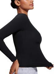 CRZ YOGA Softembrace Long Sleeve Shirts for Women Soft Crew Neck Fall Basic Tight Tops Fitted Casual Going Out T-Shirts