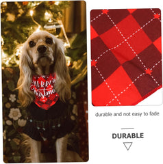 Didiseaon Soft Dog Scarf for Christmas Adorable Puppy Bandana Xmas Lattice Design Multi-use Pet Triangular Scarf for Parties Weddings and Holiday Celebrations