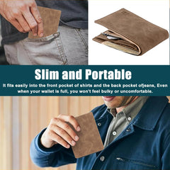Mens Wallet, Front Pocket Bifold Wallet, Credit Card Holder, Minimalist, Front Pocket, Small Thin, Travel Wallet for Men-(Brown)