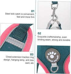 Reflective Dog Harness and Leash Pet Chest Strap for Medium to Large Dogs Comfortable Vest Design for Outdoor Training and Walks Easy to Wear Lightweight and Safe