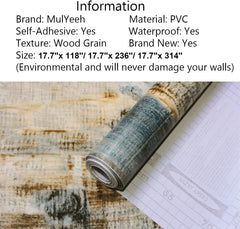 MulYeeh 17.7'' x 118'' Peel and Stick Wallpaper Wood Plank Faux Wood Wallpaper Removable Self-Adhesive Vintage Wall Covering Prepasted Decorative