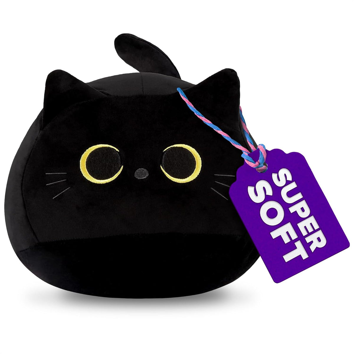 Black Cat Stuffed Animal – Stress Reliever, Soft Polyester, 12 Inch, Cute and Adorable Black Cat Plush, Great as Pillow or Toy, Gift Idea for Friends