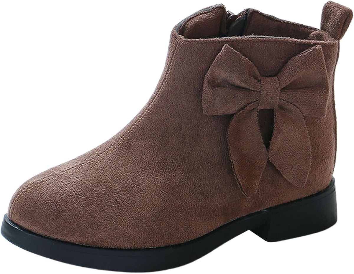 IWIHMIV Girls Ankle Boots Casual Low Heels Short Boots with Side Zipper Toddler Girls Ankle Boots Short Boots for Girls