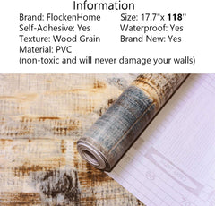 118''x17.7'' Wood Peel and Stick Wallpaper Blue Brown Wood Contact Paper Removable Self Adhesive Faux Rustic Grain Texture Vintage Reclaimed Vinyl Roll Covering