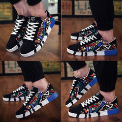 Hbeylia Fashion Sneakers For Women Men Couples Casual Hip Hop Hipster Graffiti Lace Up Low Top Canvas Shoes Comfortable Play Sneakers Walking Driving Sport Running Skateboard Shoes For Boys Girls