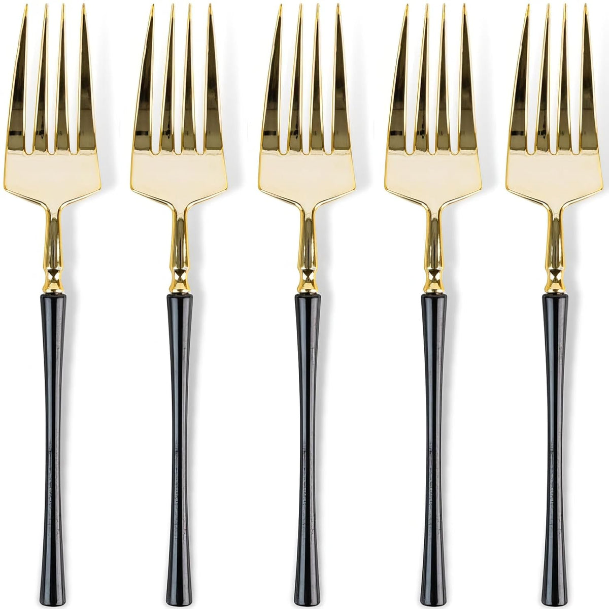 Blue Sky Infinity Flatware Salad Forks - Elegant Gold & Black Disposable Cutlery - 20 Count | Perfect for Upscale Events & Effortless Cleanup