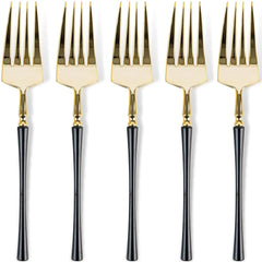 Blue Sky Infinity Flatware Salad Forks - Elegant Gold & Black Disposable Cutlery - 20 Count | Perfect for Upscale Events & Effortless Cleanup