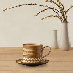 Espresso Cup with Saucer Latte Juice Mug with Handle Drinkware Milk Mug Hot Tea Cup for Office Home Kitchen Restaurant Party