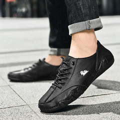 Men Leather Athletic Shoes Stylish and Durable Sports Sneakers Casual Shoes Mens Lite Adapt 3 Sneaker Athletic Slip on Shoe (Black, 8.5)