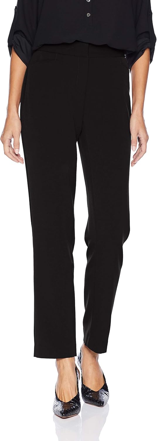 Rafaella Women's Curvy Gabardine Slim Leg Stretch Dress Pant, 30 Inch Inseam, Pull-on, with Pockets (Petite Size 4-14)
