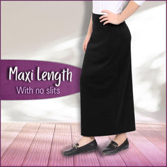 Kosher Casual Long Pencil Skirts for Women – Cotton Stretch Fabric Fitted Maxi Skirt with High-Waisted Fold-Over Waistband