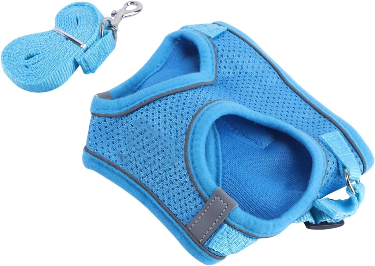 GALPADA Reflective Dog Harness Set Breathable Mesh Vest with Leash Lightweight No-Choke Chest Strap for Dogs Comfortable Pet Gear Blue s