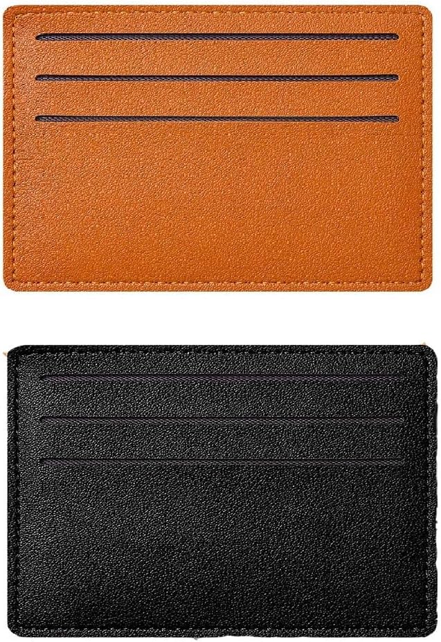 2 Pack RFID Blocking Leather Credit Card Holder，Slim Minimalist Front Pocket RFID Blocking Leather Wallets,Rfid Wallet Women，Minimalist Wallet for Men(6 card slots+1 money pocket)