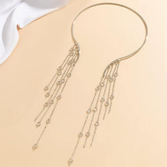 Cuff Necklace with Rhinestone Charm Round Open Cuff Necklace Collar Statement Necklaces for Women