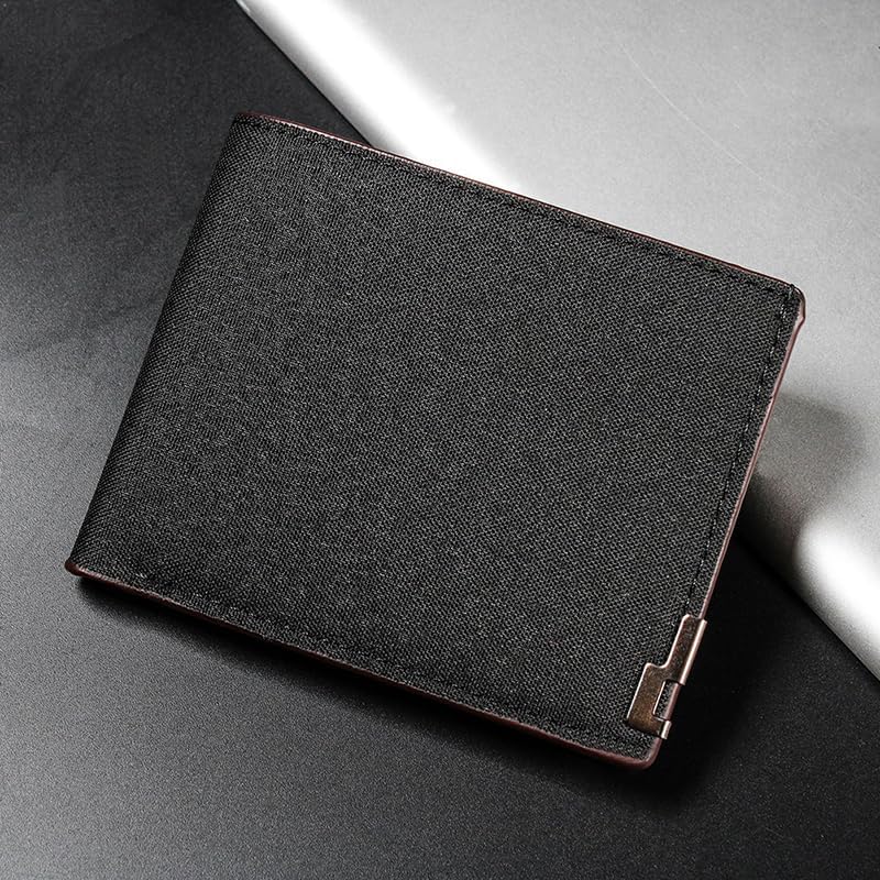 Black Minimalist Denim Wallet for Men, Stylish and Durable Wallet with Multiple Card Slots