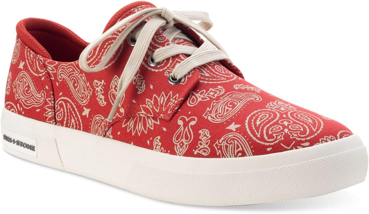 Sun + Stone Mens Red Printed Cushioned Kiva Round Toe Platform Lace-Up Sneakers Shoes 11 M