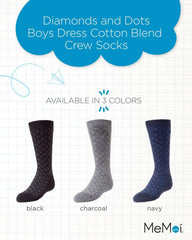 MeMoi Diamonds and Dots Boys Dress Cotton Blend Crew Socks
