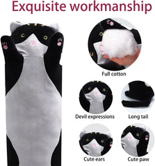 WUYU Lovely Plush Cat Doll Cute Cartoon Soft Stuffed Kitten Pillow Long Throw Sleeping Pillow Doll Toy Gift for Kids Girlfriend Multiple Size (Pink,50cm/19.6in)