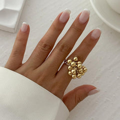 Chunky Gold Rings for Women Beaded Open Statement Chunky Rings Jewelry Set
