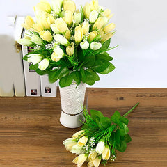 Artificial Flower Wedding Fake Plants 15 Heads Compatible with Wedding 1 Bouquet White