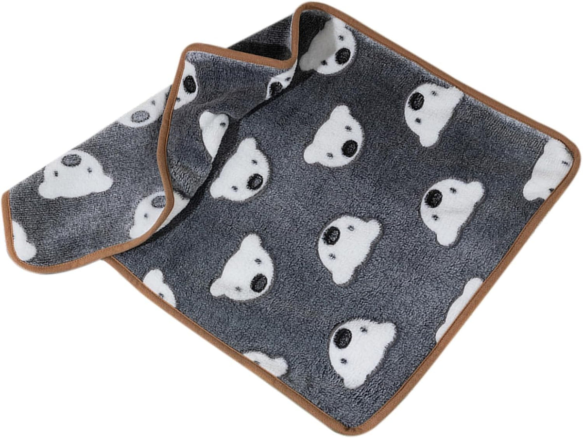 JUOPZKENN Thermal Bed Pads Milk Velvet Pet Warmer Pad Soft Comfortable Cat Warming Mat for Autumn Winter (S-Grey Background White Bear Head)