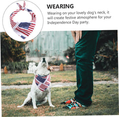 1pc Pet Bandana for Independence Day American Flag Design Dog Burp Cloth Scarf for Parties Breathable Great for Cats and Dogs