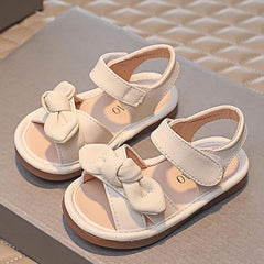 White Sandals for Girls Sandals Prewalker Shoes Beach Toddler Children Girls Baby Bowknot Summer Girl's Shoes (White, 12 Little Kid)