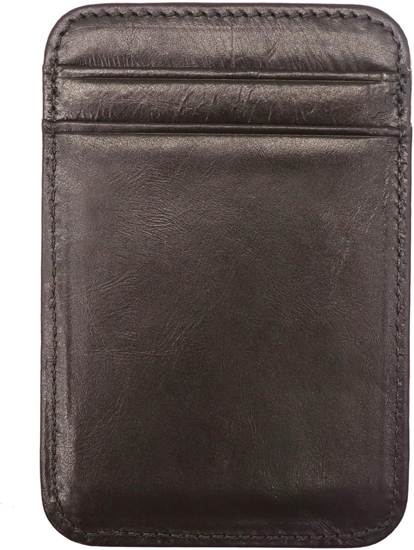 Bluelans Front Pocket Minimalist Faux Leather Slim Wallet Credit Card Holder for Men Women Work Travel Brown