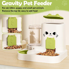 Automatic Pet Food Water Dispenser, 1.6L Auto Gravity Pet Feeder and 0.6L Water Dispenser Set, Cage Cat Dog Food and Water Dispenser for Kitten Puppy Bunny Guinea Pig (Green)