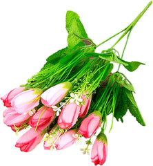 Artificial Flower Wedding Fake Plants 15 Heads Compatible with Wedding 1 Bouquet Pink