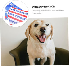 SUPVOX 2pcs American Flag Pet Bandana Patriotic Triangle Scarf for Dogs Cats Lightweight Independence Day Stars Stripes