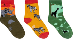 Sock It To Me, Boys Crew, Rhino, Zebra, & Giraffe Socks, (3-Pack)