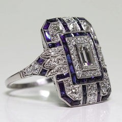 Rings for Women,Wedding Engagement Women Retro Cubic Zirconia Inlaid Square Finger Ring Jewelry, Gifts for Women Men