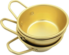 Korean Traditional Wine Bowls Korean Raw Rice Wine Hiking Soup Dish 4.7 inches 3 pcs Aluminum Yellow Made in Korea
