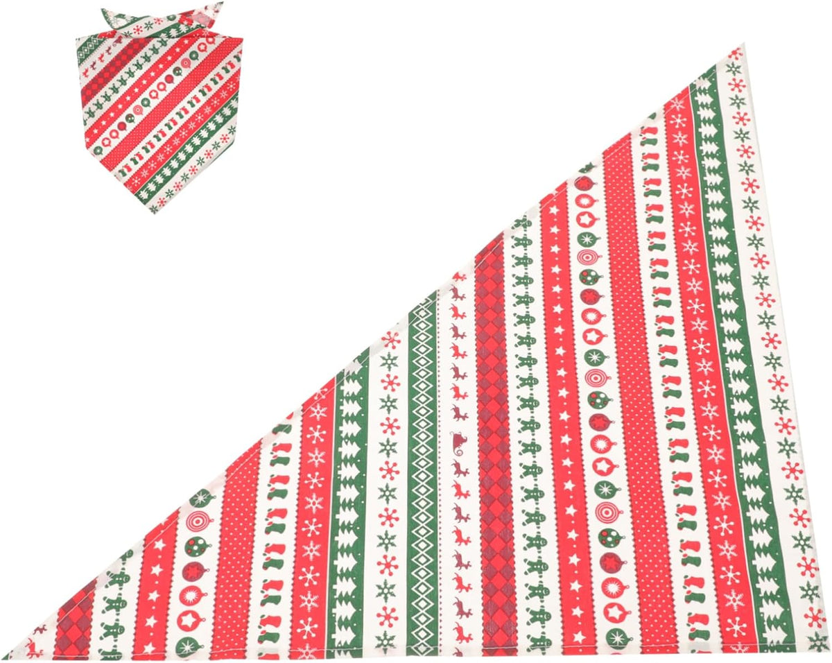 MERRYHAPY Christmas Dog Bandana Scarf for Pets Stylish Bib Towel Christmas Stripes for Holiday Parties Photo and Daily Wear Breathable and Easy to Dry