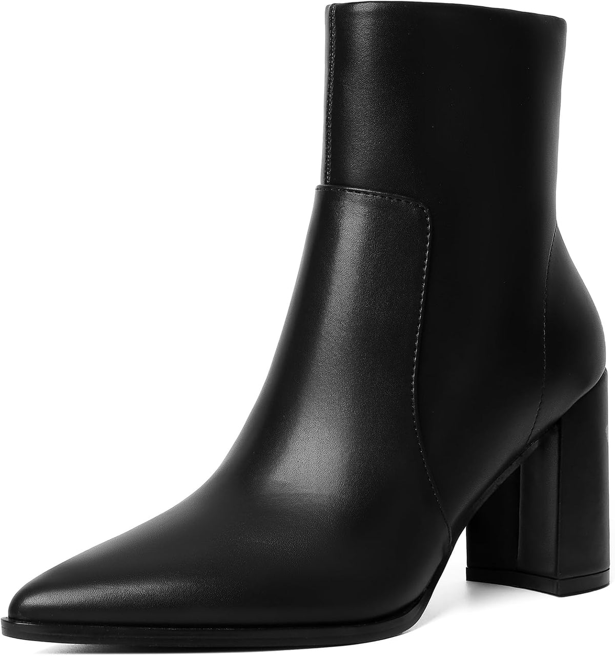 Susanny Ankle Boots for Women Chunky High Heel Warm Boot Mid Calf Chelsea Booties Leather Suede Fur Slip On Pointed Toe Heeled Boots Dress Work Hiking Snow Shoes