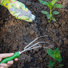 Hand Rake, 10.6x3.5 Inch Stainless Steel Small Garden Rake with Plastic Handle, Hanging Garden Hand Tools for Gardening, Weeding, Transplanting and Digging