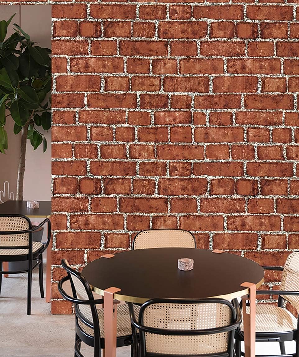 JLHOUSE Vintage Peel and Stick Wallpaper Brick Self Adhesive Remvoable Textured Wallpaper for Bedroom Living Room Walls 17.7inch x 118inch/Roll