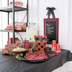 Fun Express Buffalo Plaid Square Paper Dinner Plates - Stylish Party Supplies, Perfect for Holidays and Gatherings, Durable and Decorative - 8 Pieces