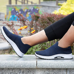 Hbeylia Men's Fashion Walking Sock Shoes Lightweight Breathable Mesh Blade Type Tennis Sneakers Fashion Running Shoes Comfortable Knit Slip On Gym Athletic Shoes Work Shoe for Men (Gray, 9)