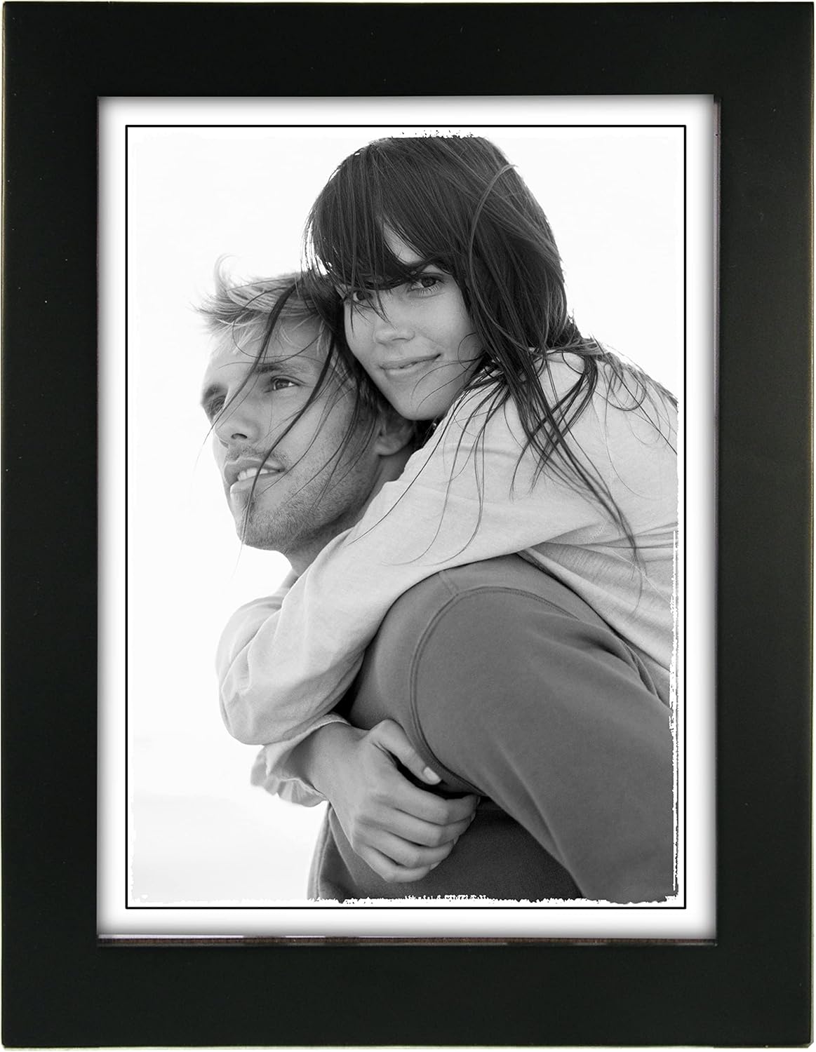 Malden 6x8 Picture Frame - Wide Real Wood Molding, Real Glass - Black