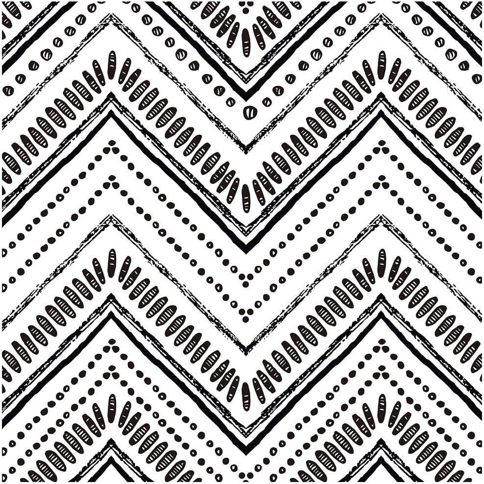 HAOKHOME Black and White Wallpaper Boho Geometric Self Adhesive Textured Wall Paper Modern for Bathroom Decor e 17.7in x 9.8ft