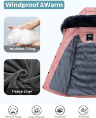 ZSHOW Girls' Puffer Jacket Soft Fleece Lined Warm Hooded Winter Coat