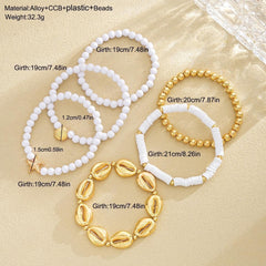 Gold Beaded Bracelet Stack for Women Stackable Layered Jewelry Stylish Summer Accessories Trendy Wristwear