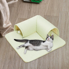 Cooling Bed Mat Cat Bed Multiuse Exercising Reversible Lightweight Removable Easy to Carry Clean Crate Mat Sleeping Pad, Green, 60x60x20cm