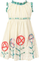 Richie House Girls' Sleeveless Dress with Ruffled Collar and Flowers Size 2-8 RH1789