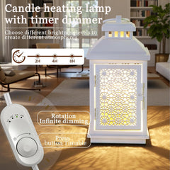 Candle Warmer Lantern Lamp, Dimmable and Adjustable Boho Candle Wax Warmer with Timer and Auto Shut Off, 2 Bulb Heater, House Warming Birthday Gift for Women Moms, Home Fragrance, New Home Decor White