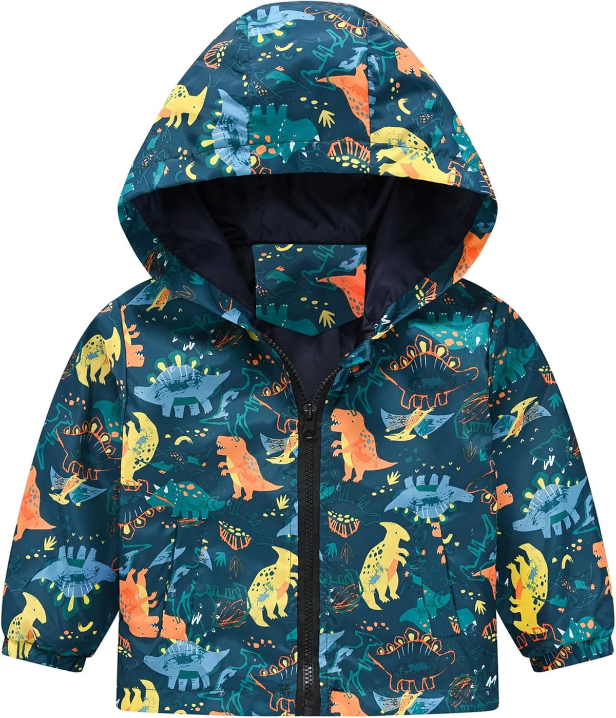 AUBIG Kids Lightweight Windbreaker Zipper Hooded Jackets Coat Long Sleeve Cartoon Print Trench Spring Fall Outerwear